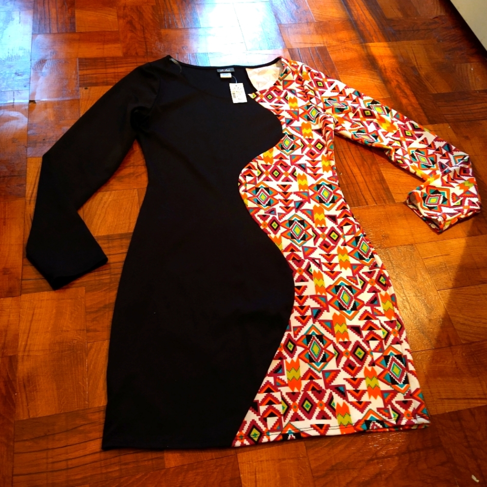 Above the Knee Dots Dress Long Sleeve